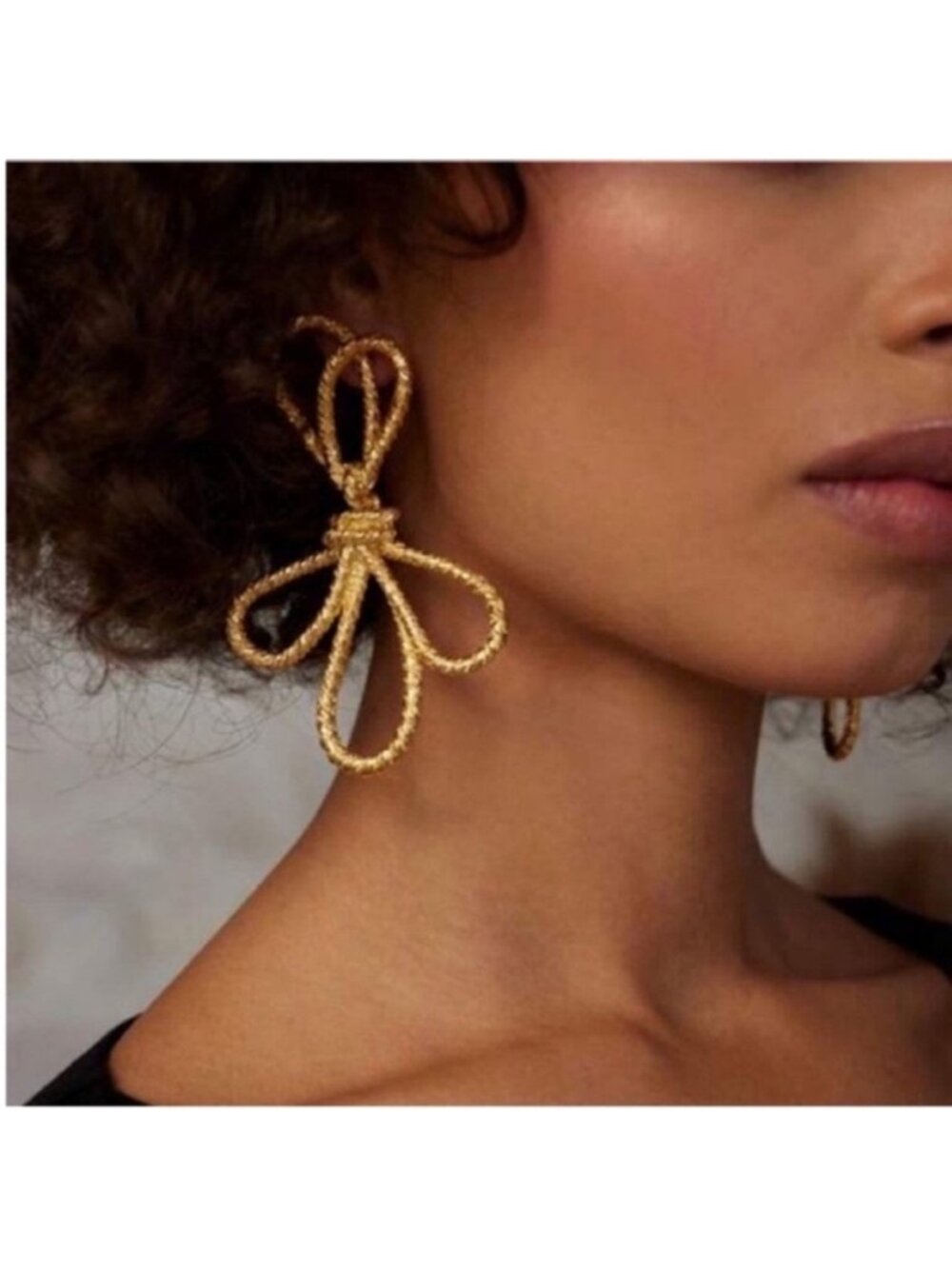 New! Blakely Gold Rope Bow Statement Earrings (3021) NWOT